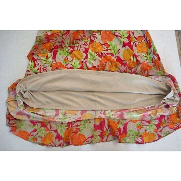Calvin Klein M0ED6870 Women Sz L Multi Floral Print Cascading Ruffles Midi Dress - Picture 7 of 9